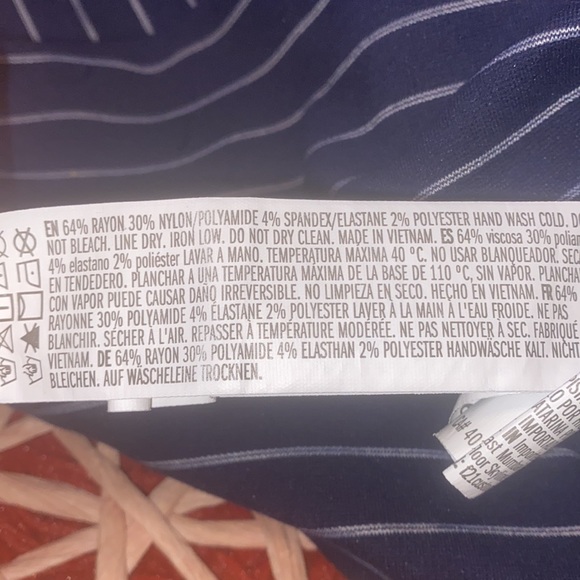 Forever 21 Navy Blue and Silver Vertical Striped Bodycon! Size L! - Picture 5 of 11